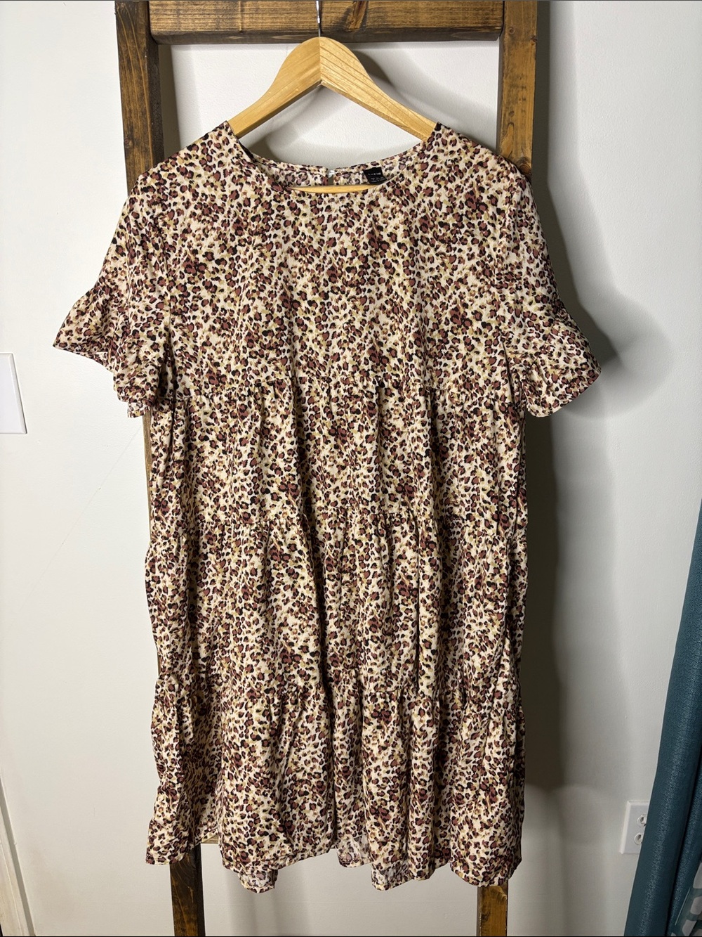 SHEIN Cream Dress with Leopard Print Size L